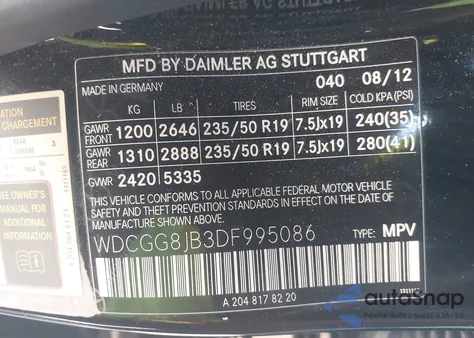 2013 Mercedes-Benz Glk 350 4Matic из США, поврежденный, VIN WDCGG8JB3DF995086